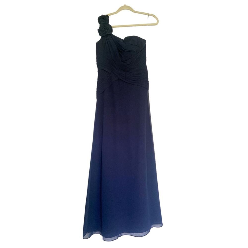 David's Bridal One Shoulder Long Formal Bridesmaid/Prom Blue Dress Size 6